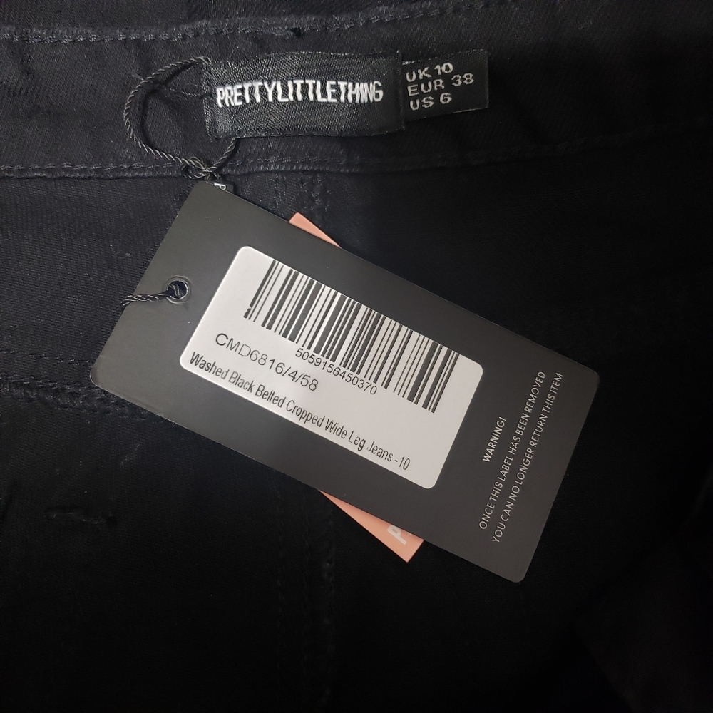PrettyLittleThing Size 6 Washed Black Crop - Picture 5 of 11